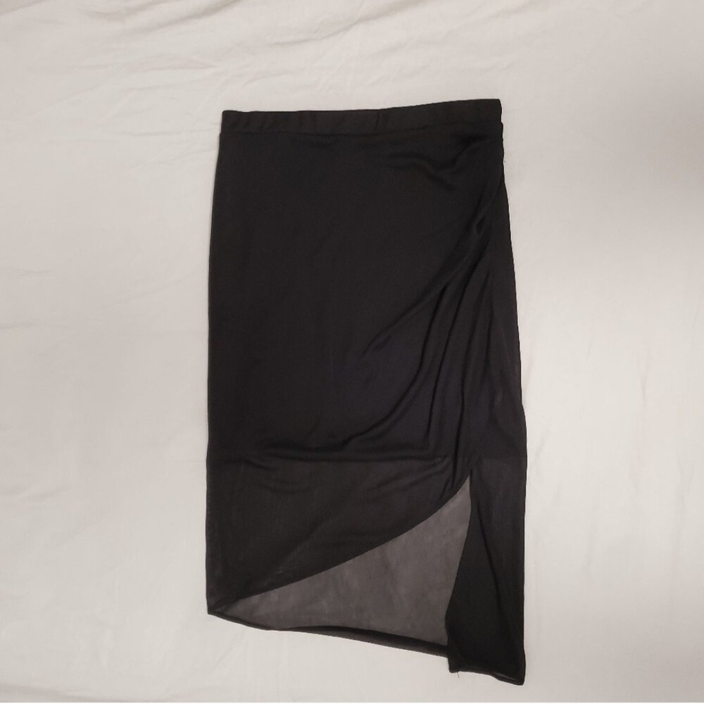 Le Chateau Black Skirt With Sheer Overlay